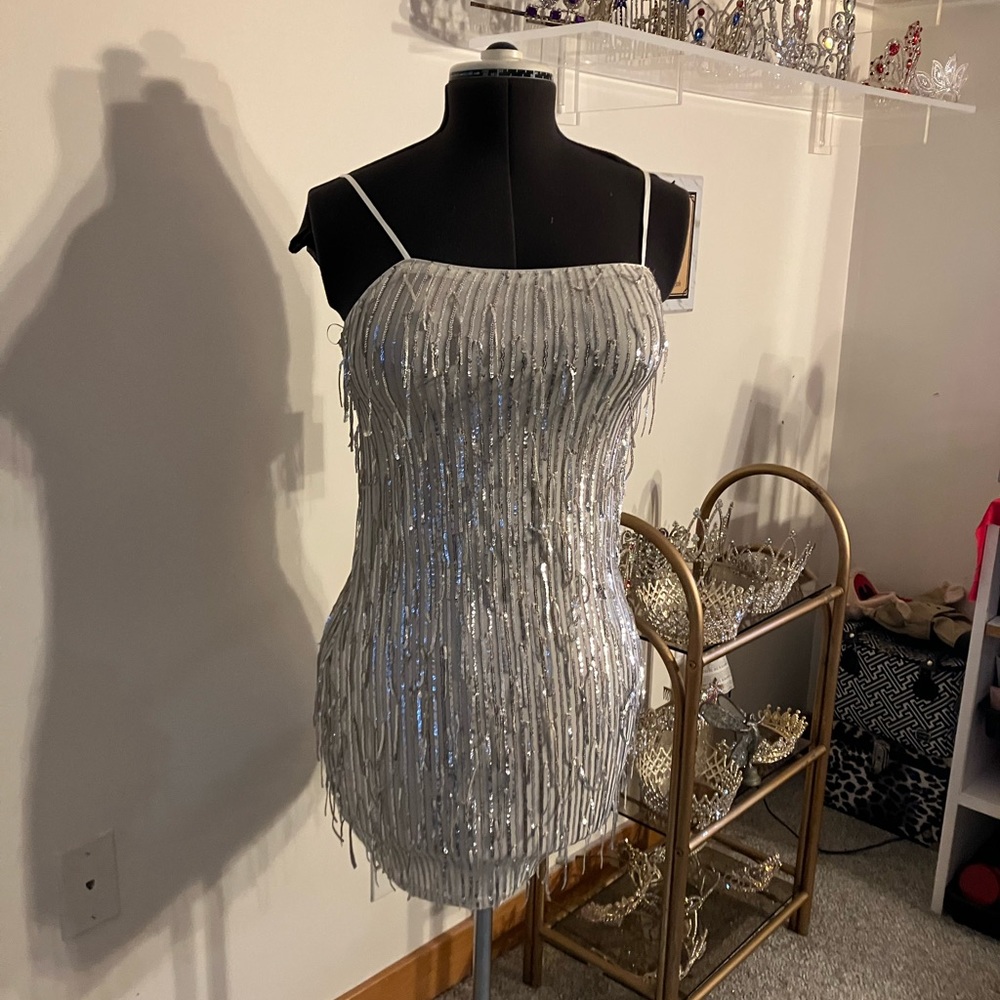 Francesca sequin fringe holiday cocktail dress!  Medium. Never worn with tags.